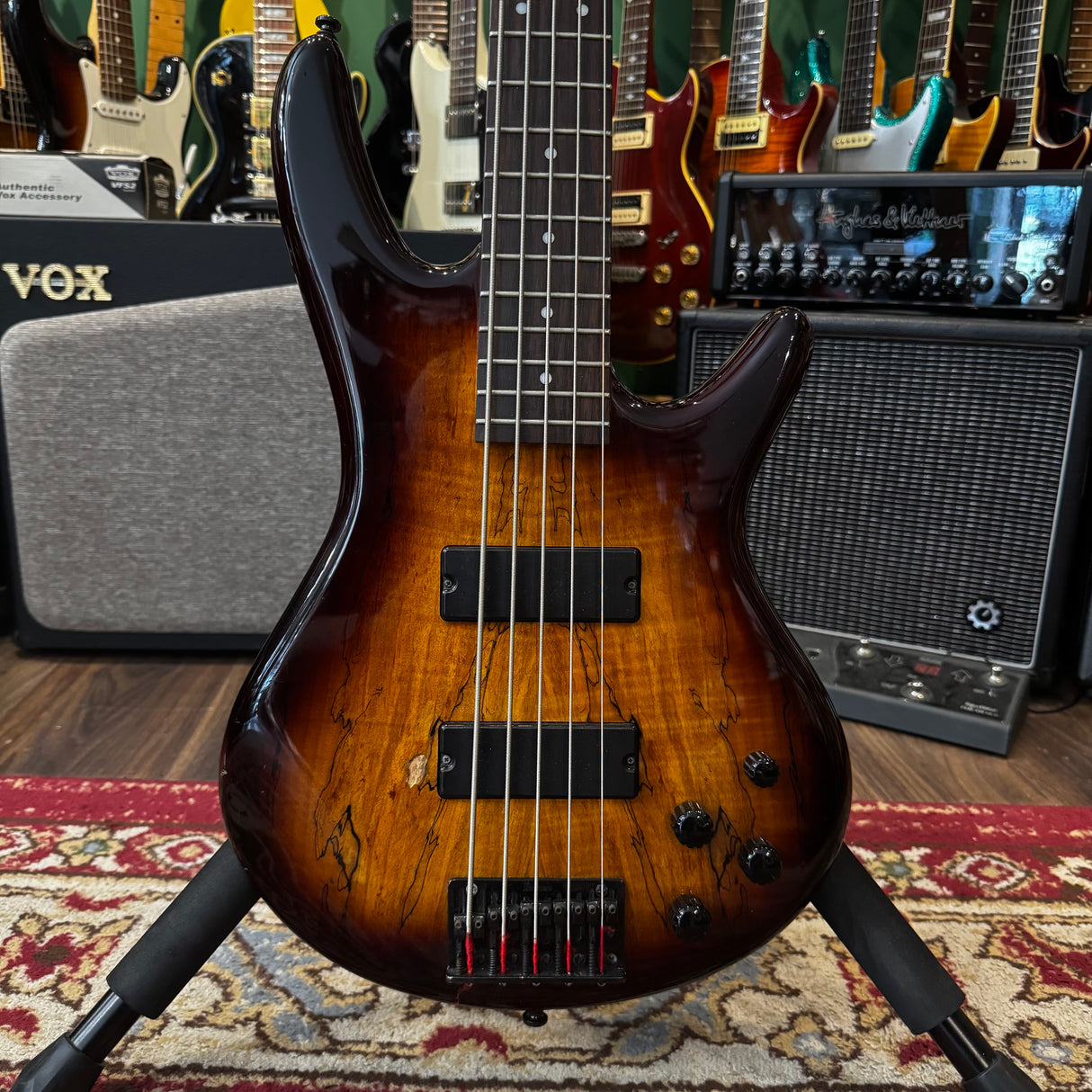 Ibanez GIO GSR205SM Spalted Maple Active 5 String Bass Guitar Brown Burst (Pre-Owned)