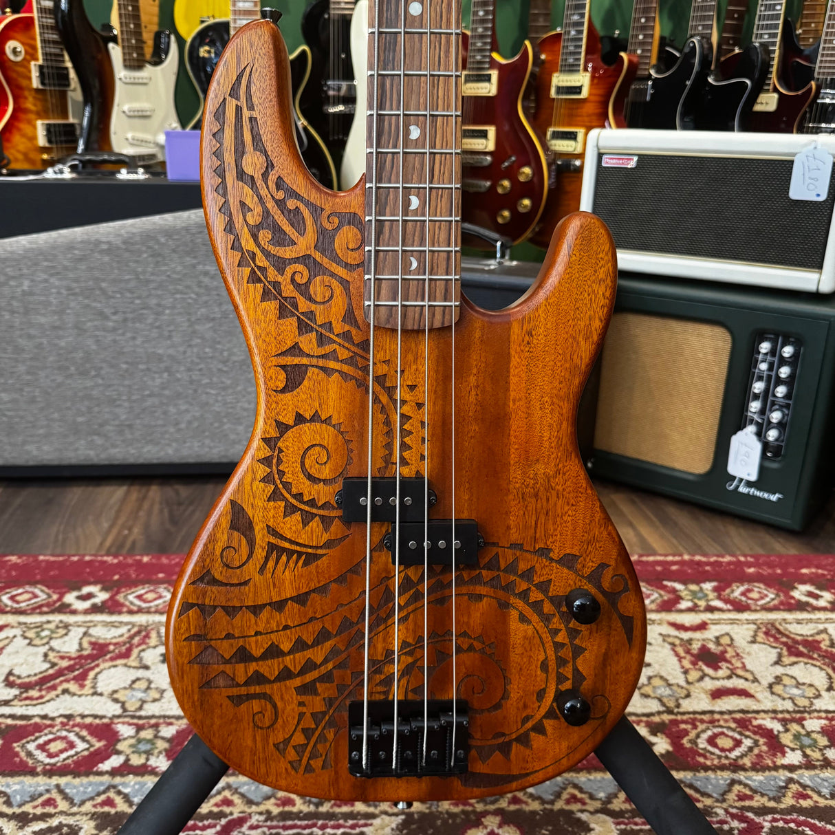 Luna Tattoo Electric Bass Guitar Long Scale Natural (Pre-Owned)