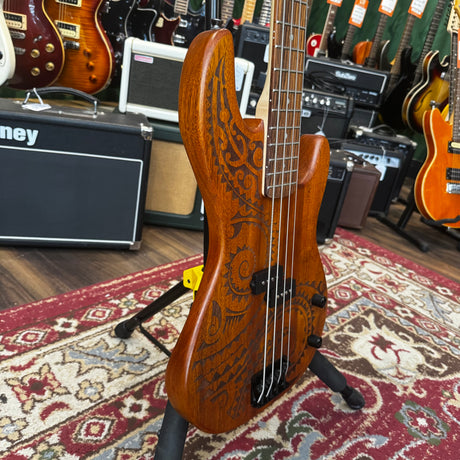 Luna Tattoo Electric Bass Guitar Long Scale Natural (Pre-Owned) - Music Vault