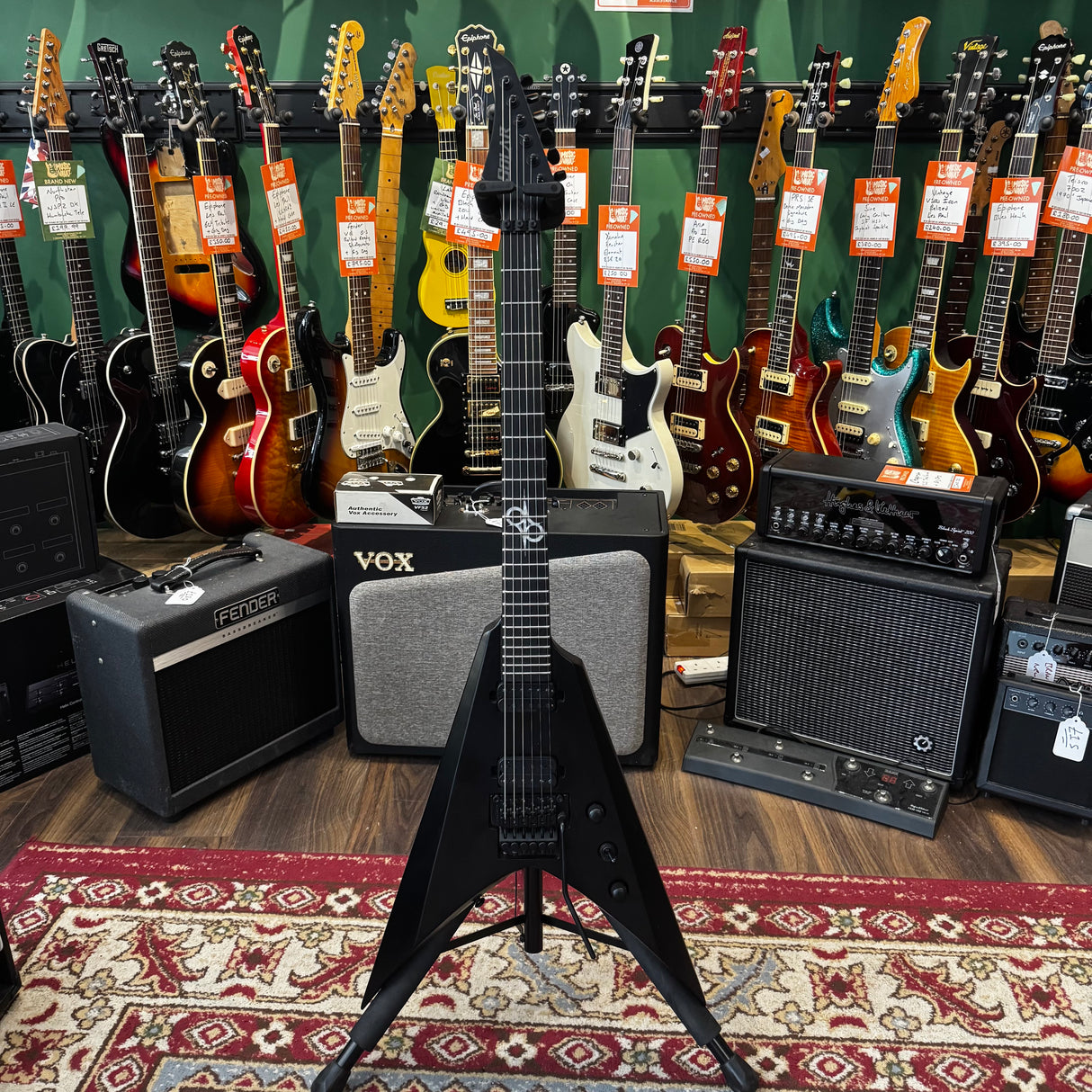Solar Guitars V1.6FRC Flying V Electric Guitar Carbon Matte Black (Pre-Owned)