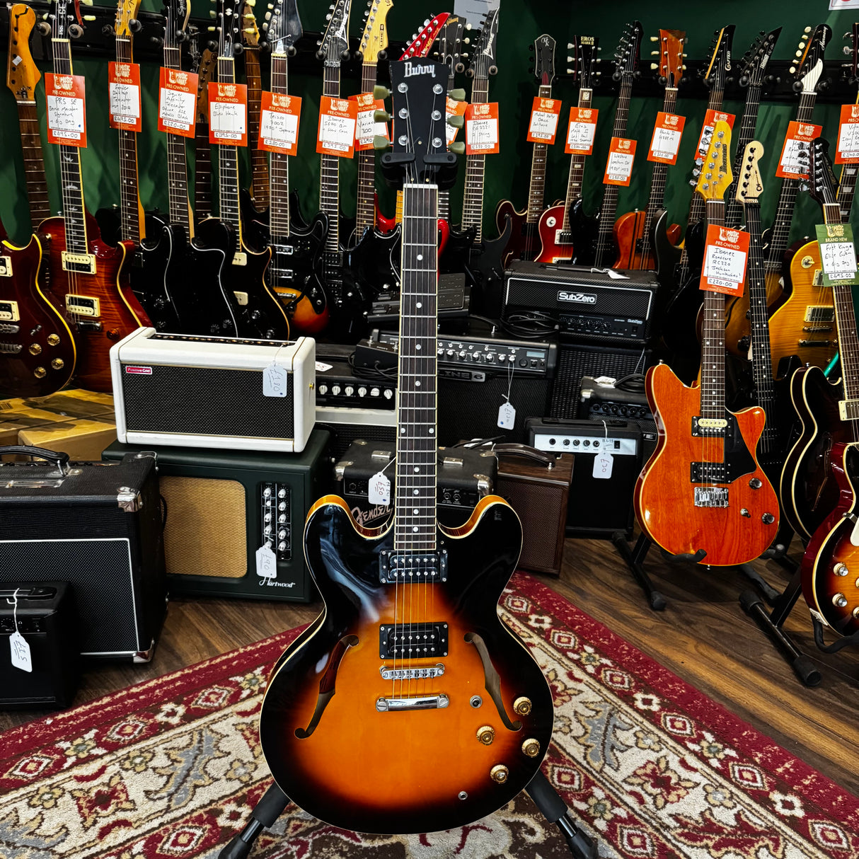 Burny RSA65 Semi Hollowbody Electric Guitar Sunburst (Pre-Owned)