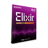 Elixir Nanoweb 80/20 Bronze Coated Acoustic Guitar Strings Extra Light (10-47)