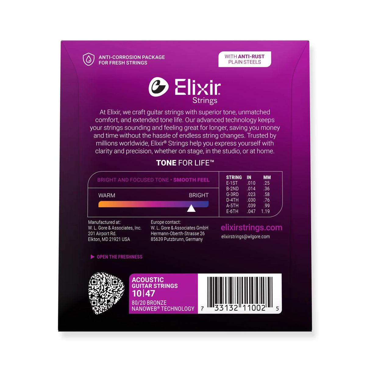 Elixir Nanoweb 80/20 Bronze Coated Acoustic Guitar Strings Extra Light (10-47)