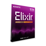 Elixir Nanoweb 80/20 Bronze Coated Acoustic Guitar Strings Light/Medium (12-56)
