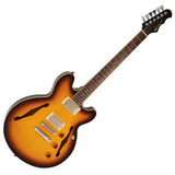 Fret-King Elise Custom Double Cutaway Semi Acoustic Hollowbody Electric Guitar Tobacco Sunburst