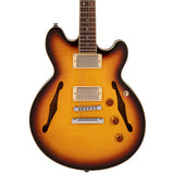Fret-King Elise Custom Double Cutaway Semi Acoustic Hollowbody Electric Guitar Tobacco Sunburst