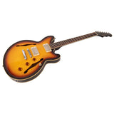 Fret-King Elise Custom Double Cutaway Semi Acoustic Hollowbody Electric Guitar Tobacco Sunburst