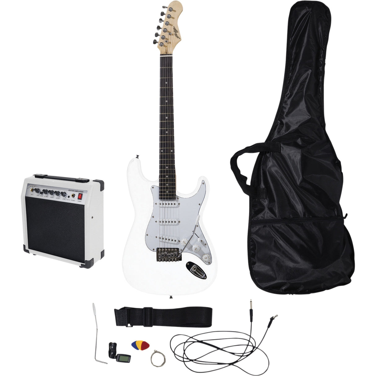 Johnny Brook Electric Guitar, Amplifier & Accessory Starter Pack White
