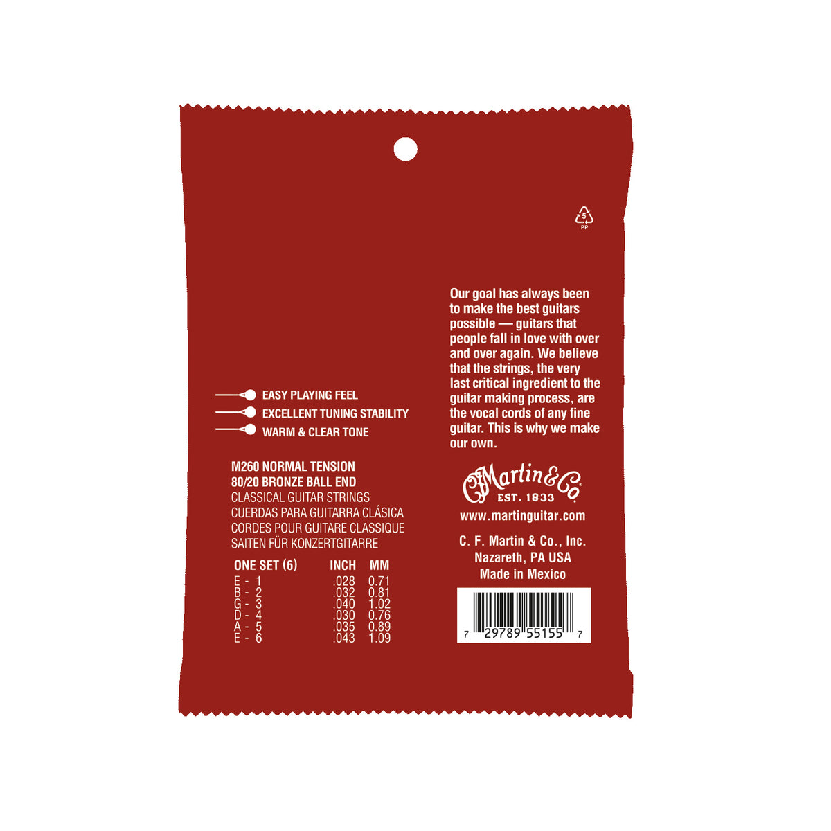 Martin Ball End Classical Acoustic Guitar Strings Normal Tension M260