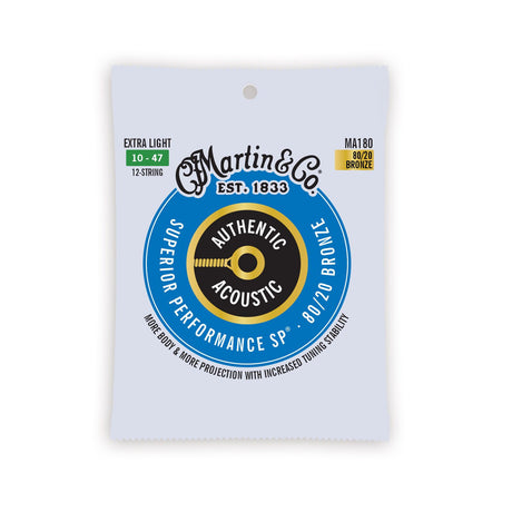 Martin Authentic Acoustic SP 80/20 Bronze 12 String Acoustic Guitar Strings Extra Light - Music Vault