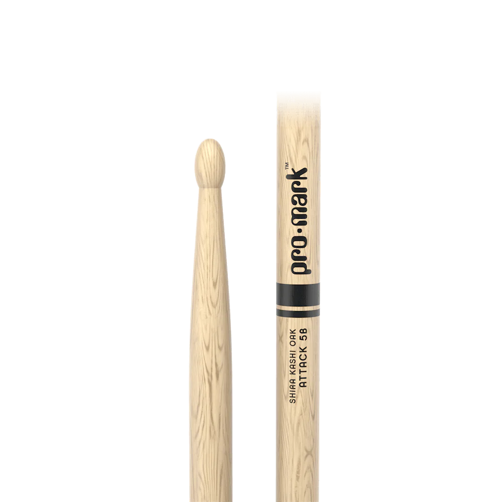 Promark Classic Attack 5B Shira Kashi Oak Drumsticks Oval Wood Tip