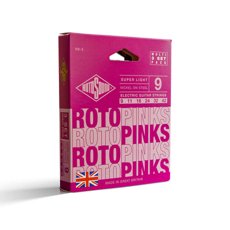 Rotosound Roto Pinks Electric Guitar Strings Triple Pack R9-3 (9-42) - Music Vault