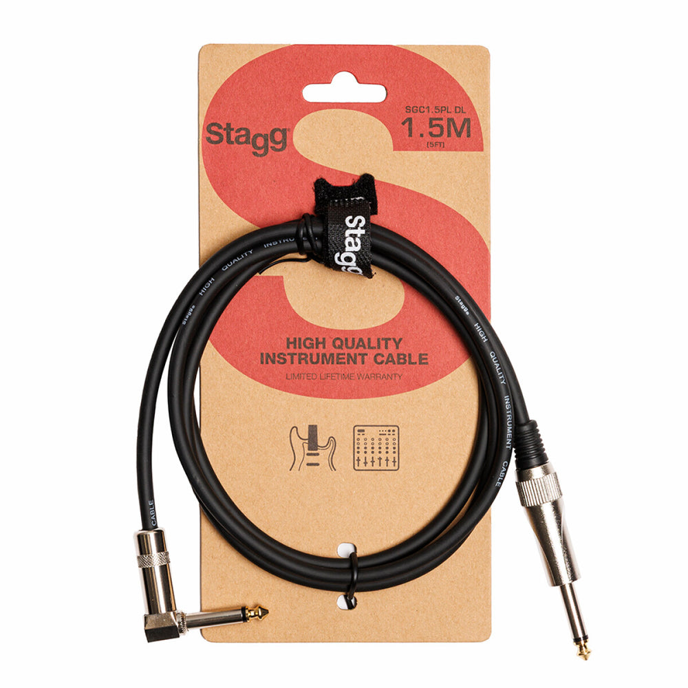 Stagg S-Series Deluxe Instrument Cable, Jack to Right Angle Jack