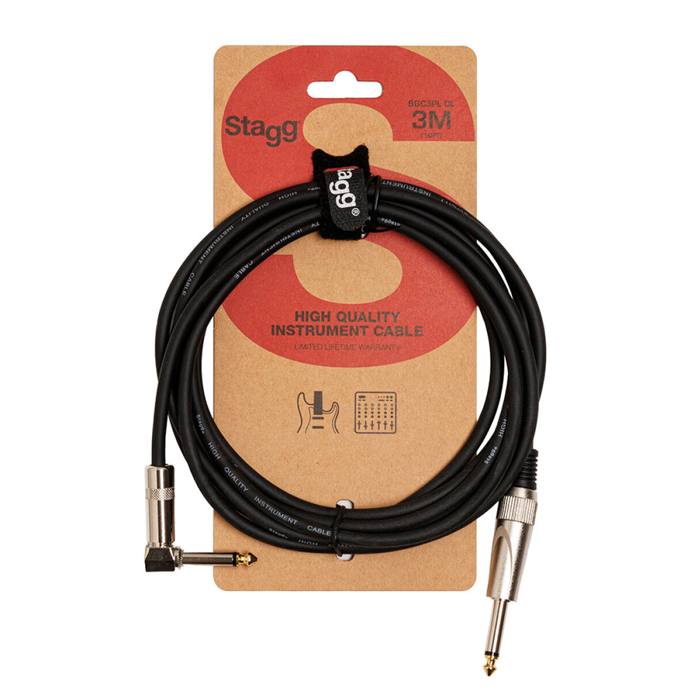 Stagg S-Series Deluxe Instrument Cable, Jack to Right Angle Jack