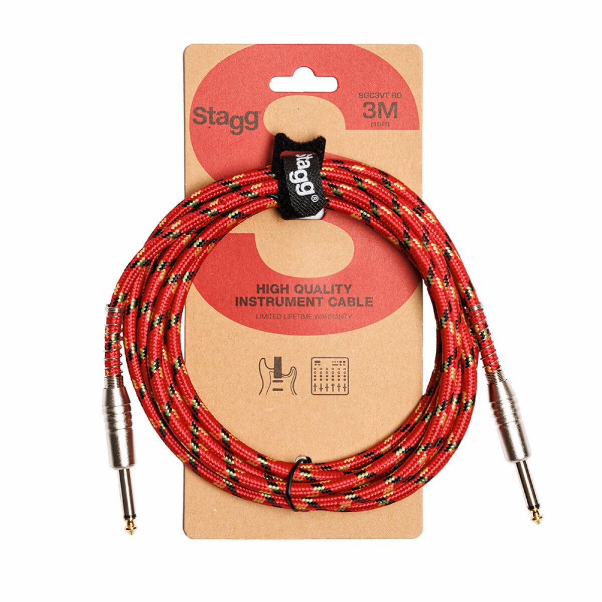 Stagg S-Series Vintage Tweed Instrument Cable, Jack to Jack