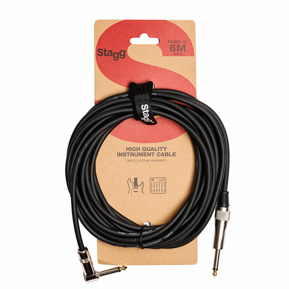 Stagg S-Series Deluxe Instrument Cable, Jack to Right Angle Jack