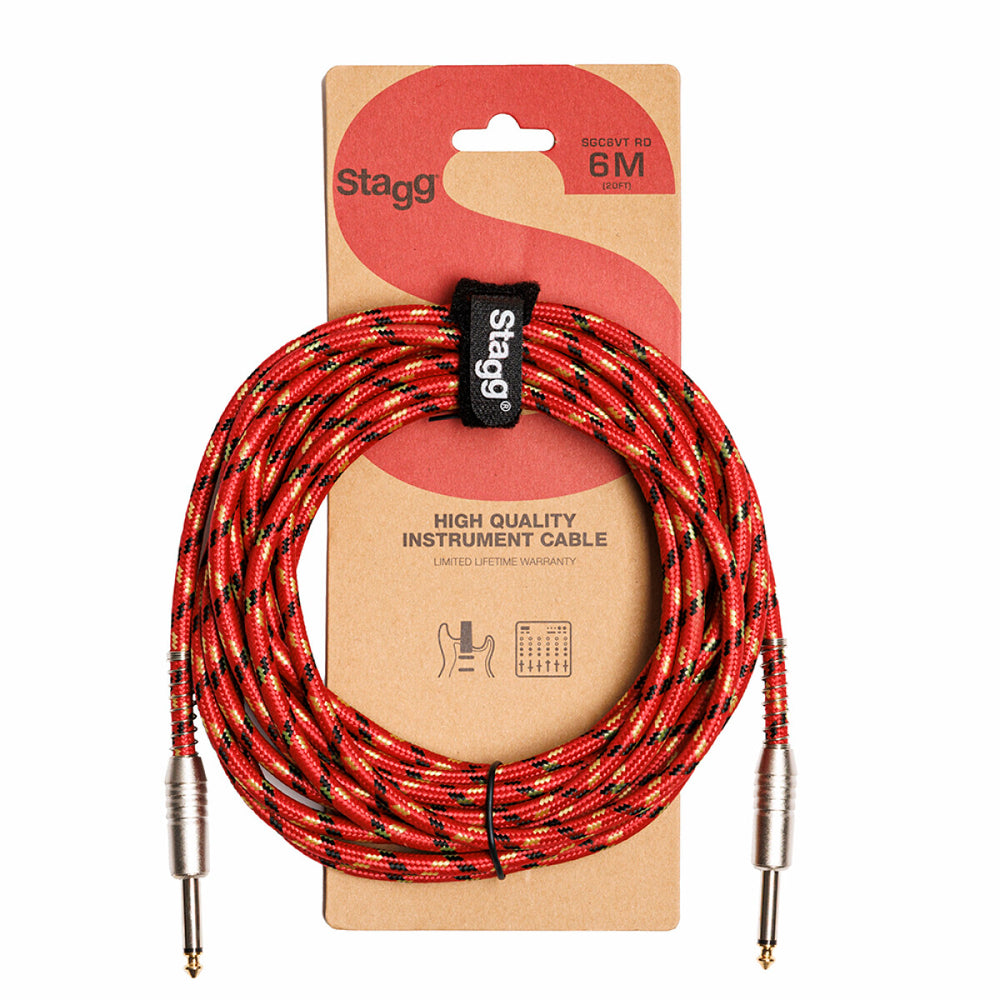 Stagg S-Series Vintage Tweed Instrument Cable, Jack to Jack