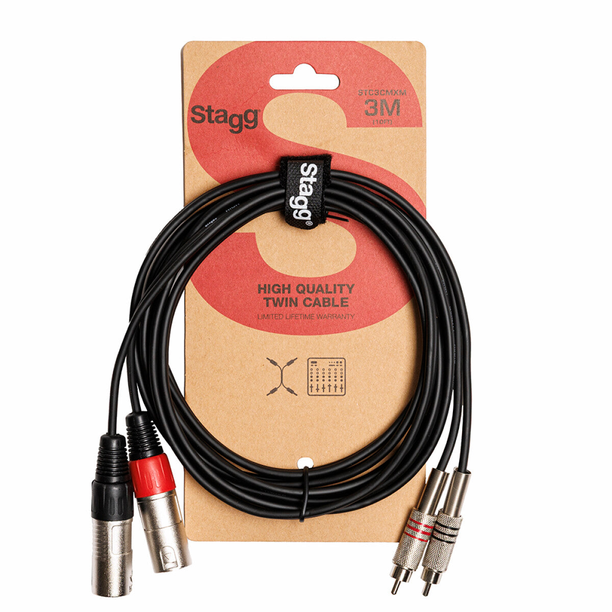 Stagg Stereo Phono to XLR Male Twin Cable