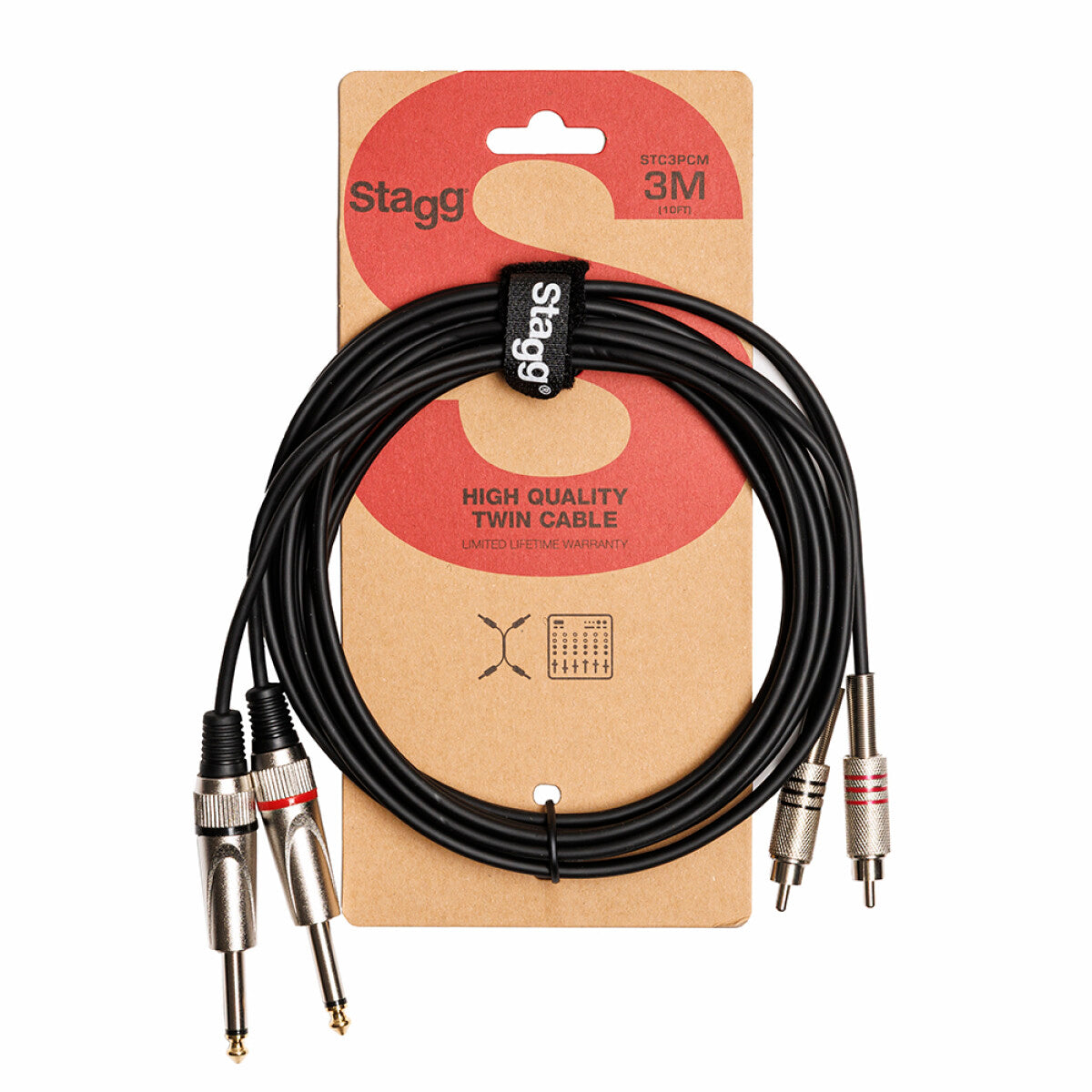 Stagg Twin Cable, Jack to Phono (RCA)