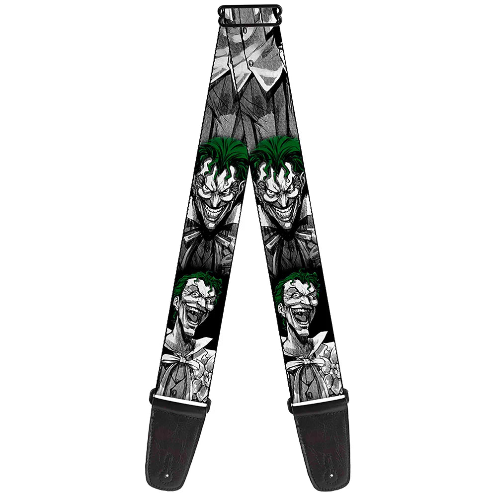 Buckle-Down Guitar Strap Joker Laughing Poses Black White Green