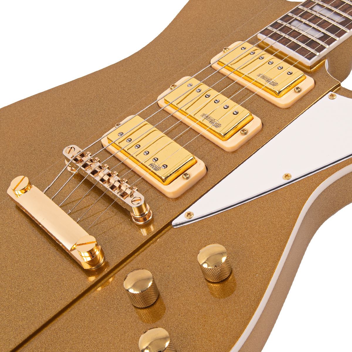 Joe Doe By Vintage Gas Jockey Electric Guitar Sparkling Gold Sand + Hard Case