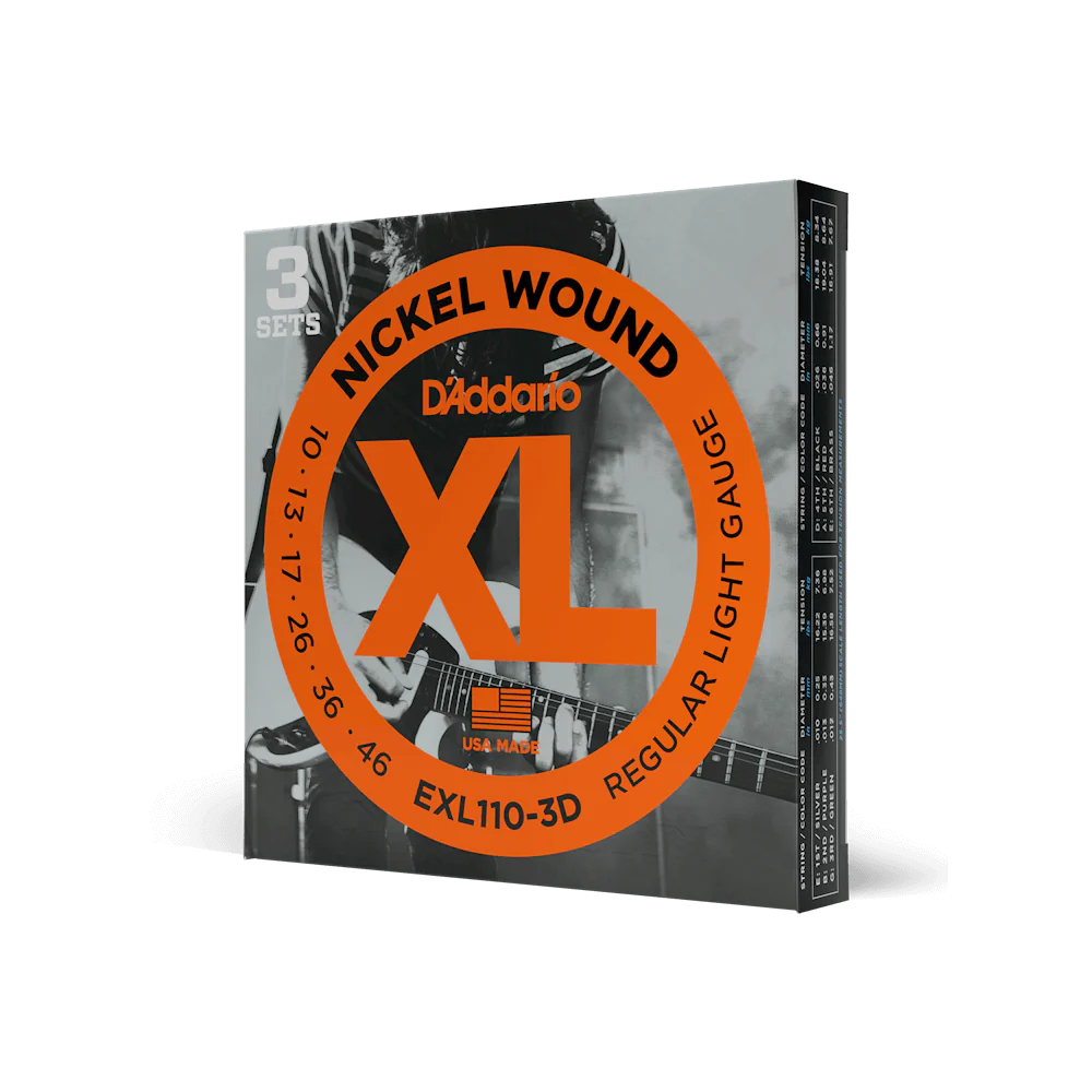 D'Addario XL Regular Light Electric Guitar Strings EXL110-3D Triple Pack
