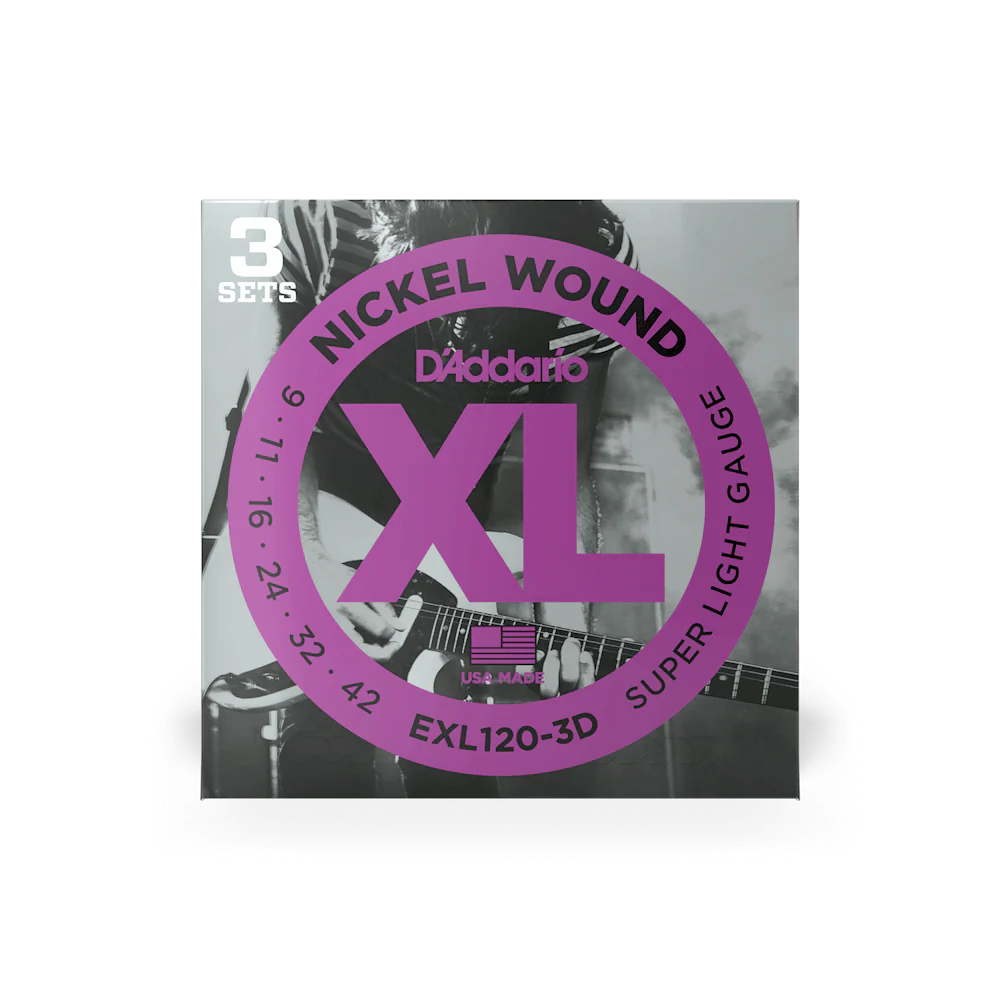 D'Addario XL Super Light Electric Guitar Strings EXL120-3D - Triple Pack