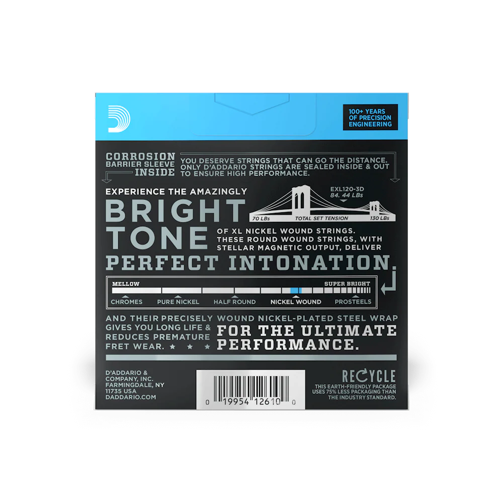D'Addario XL Super Light Electric Guitar Strings EXL120-3D - Triple Pack