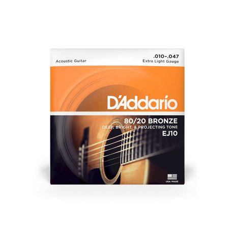 D'Addario 80/20 Bronze Acoustic Guitar Strings Extra Light EJ10 - Music Vault