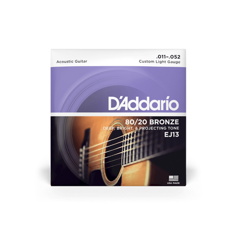 D'Addario 80/20 Bronze Acoustic Guitar Strings Custom Light EJ13 - Music Vault