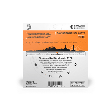 D'Addario Phosphor Bronze Acoustic Guitar Strings Extra Light EJ15 - Music Vault