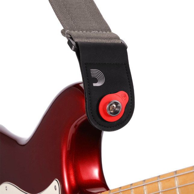 D'Addario Flex Lock Guitar Strap Blocks Red