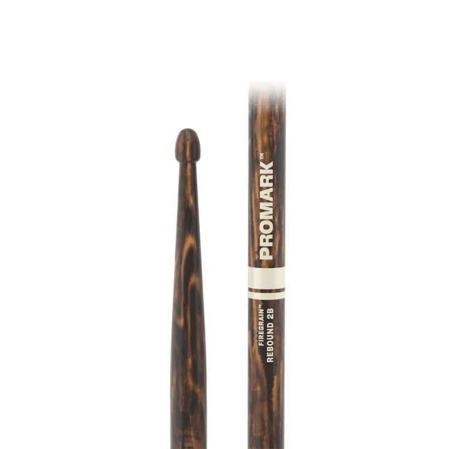 Promark Rebound 2B FireGrain Hickory Drumsticks Acorn Wood Tip