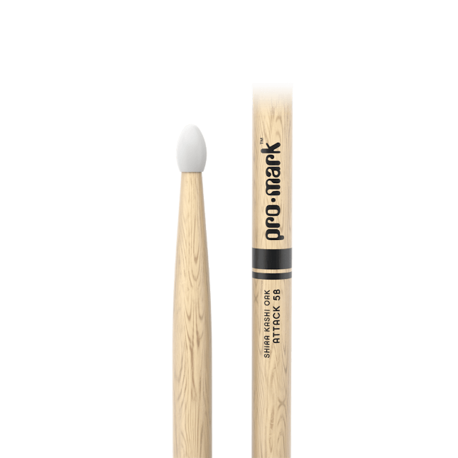 Promark Classic Attack 5B Shira Kashi Oak Drumsticks Oval Nylon Tip