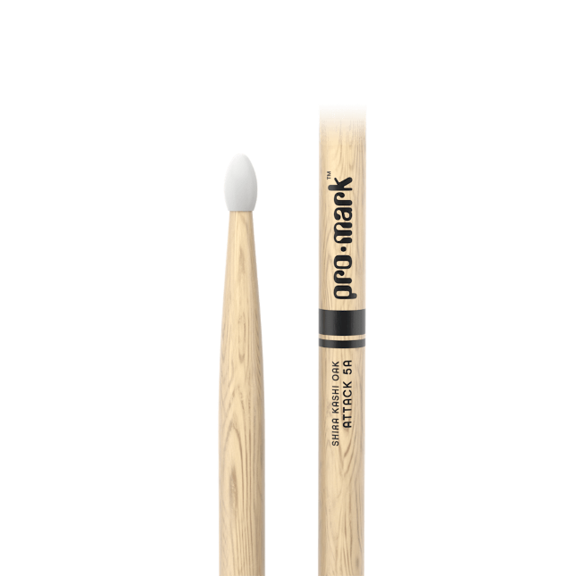 Promark Classic Attack 5A Shira Kashi Oak Drumsticks Oval Nylon Tip