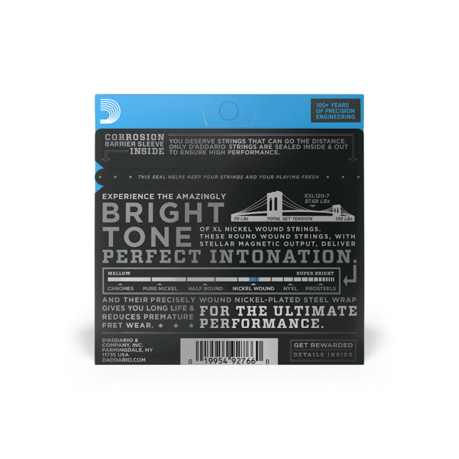 D'Addario XL 7-String Super Light Electric Guitar Strings EXL1120-7
