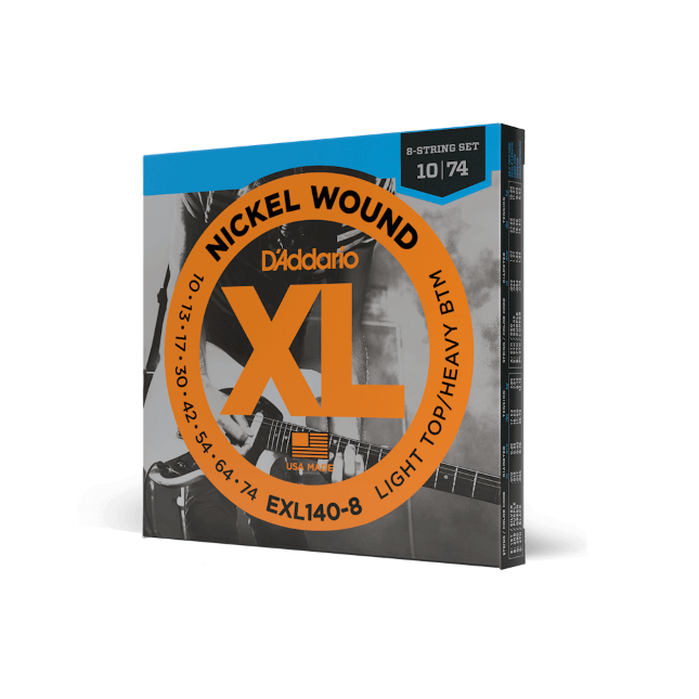 D'Addario XL 8-String Light Top Heavy Bottom Light Electric Guitar Strings EXL140-8