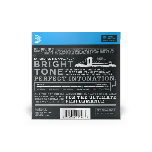 D'Addario XL Medium Baritone Electric Guitar Strings EXL157