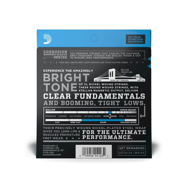 D'Addario XL Regular Light Bass Guitar Strings EXL170