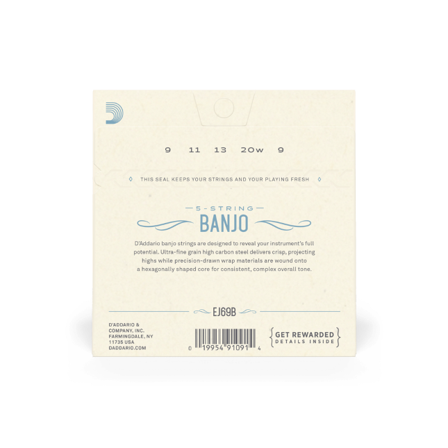 D'Addario Phosphor Bronze 5 String Banjo Strings Ball End EJ69B