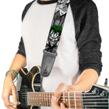 Buckle-Down Guitar Strap Joker Laughing Poses Black White Green