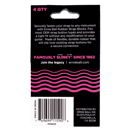 Ernie Ball Strap Blocks 4 Pack Pink - Music Vault