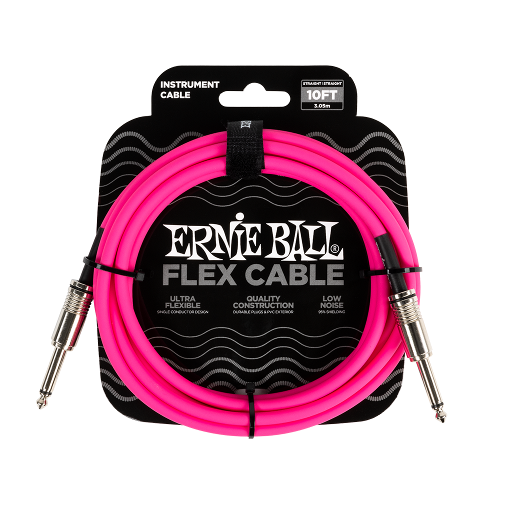 Ernie Ball Flex Instrument Cable Straight/Straight 10ft/3m Pink