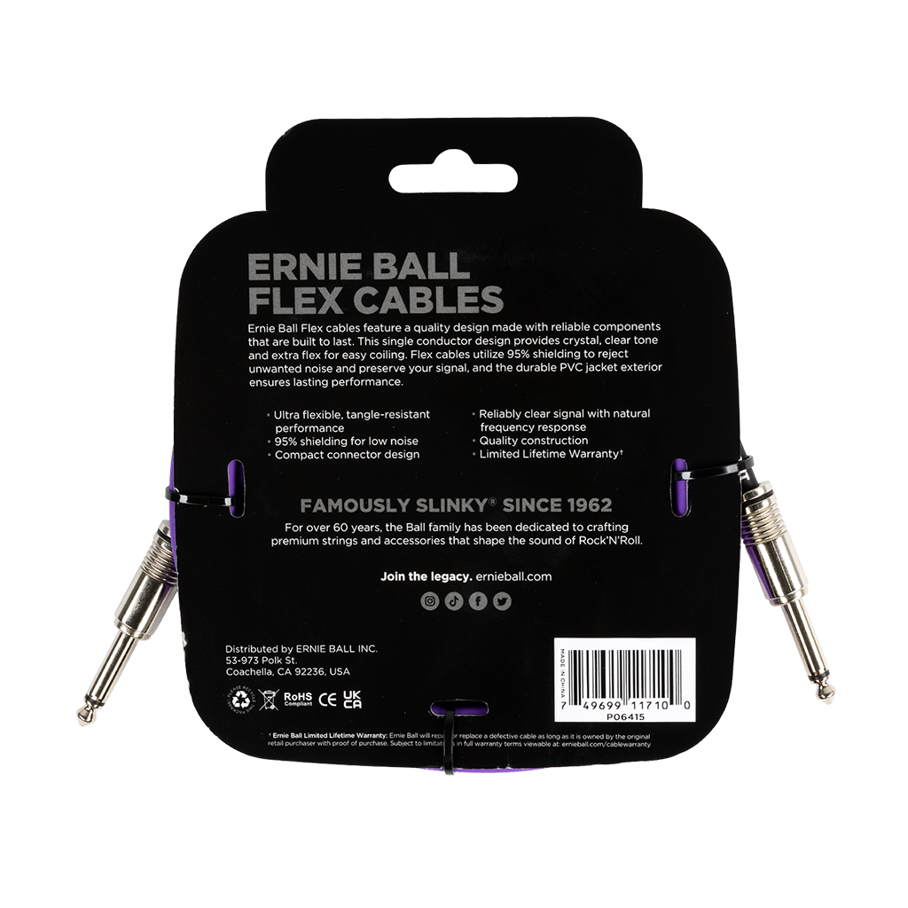 Ernie Ball Flex Instrument Cable Straight/Straight 10ft/3m Purple