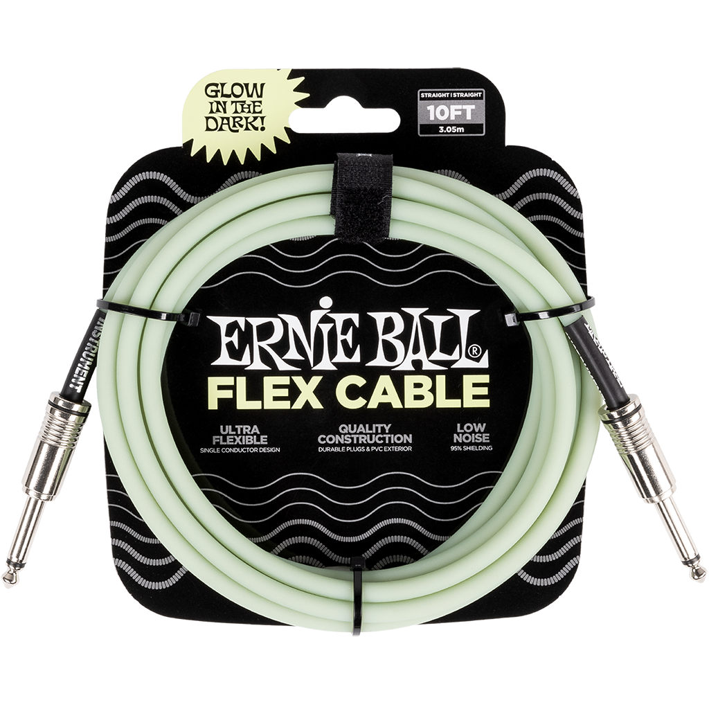 Ernie Ball Flex Instrument Cable Straight/Straight 10ft/3m Glow In The Dark