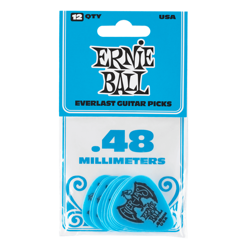 Ernie Ball Everlast Guitar Picks 12 Pack Blue .48mm