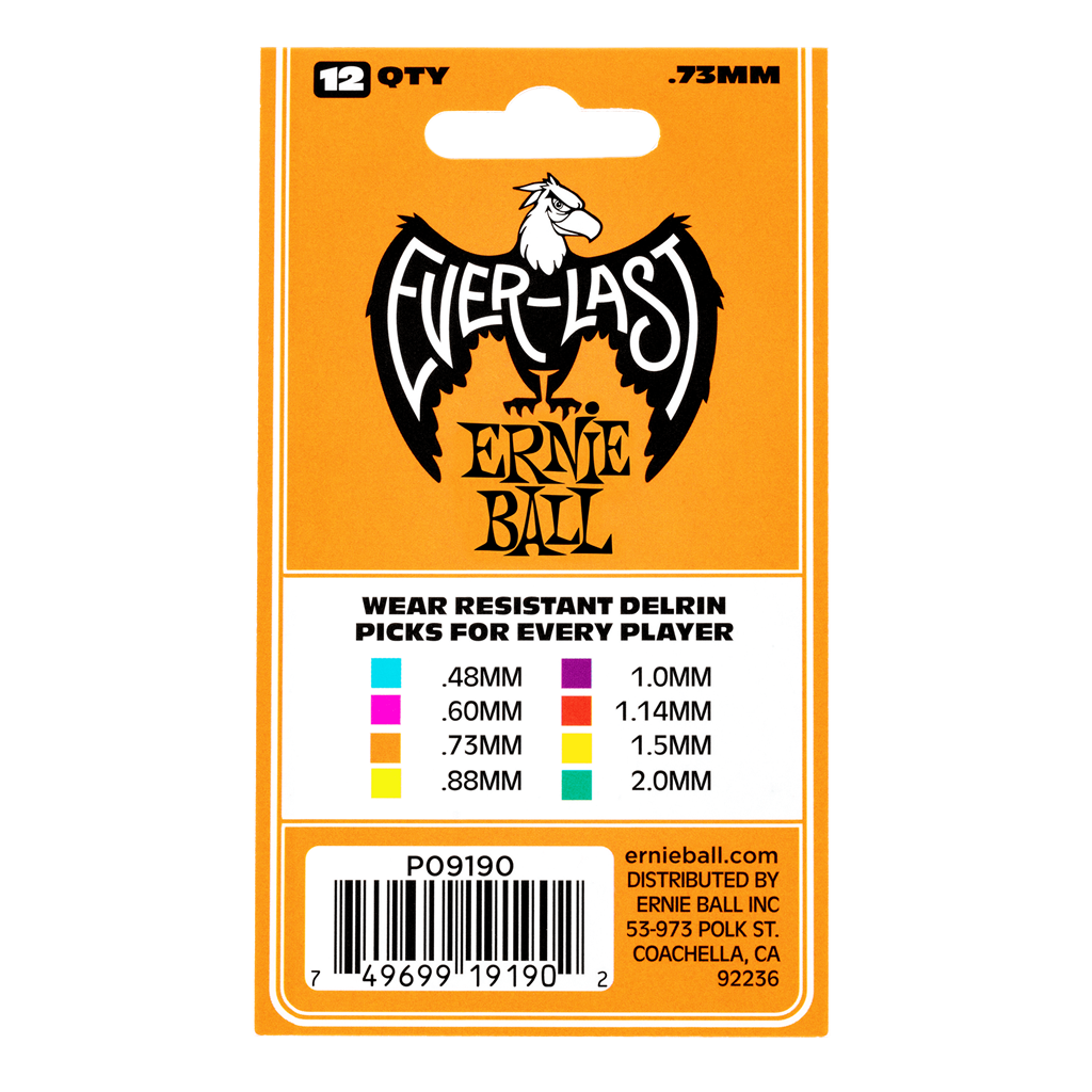 Ernie Ball Everlast Guitar Picks 12 Pack Orange .73mm