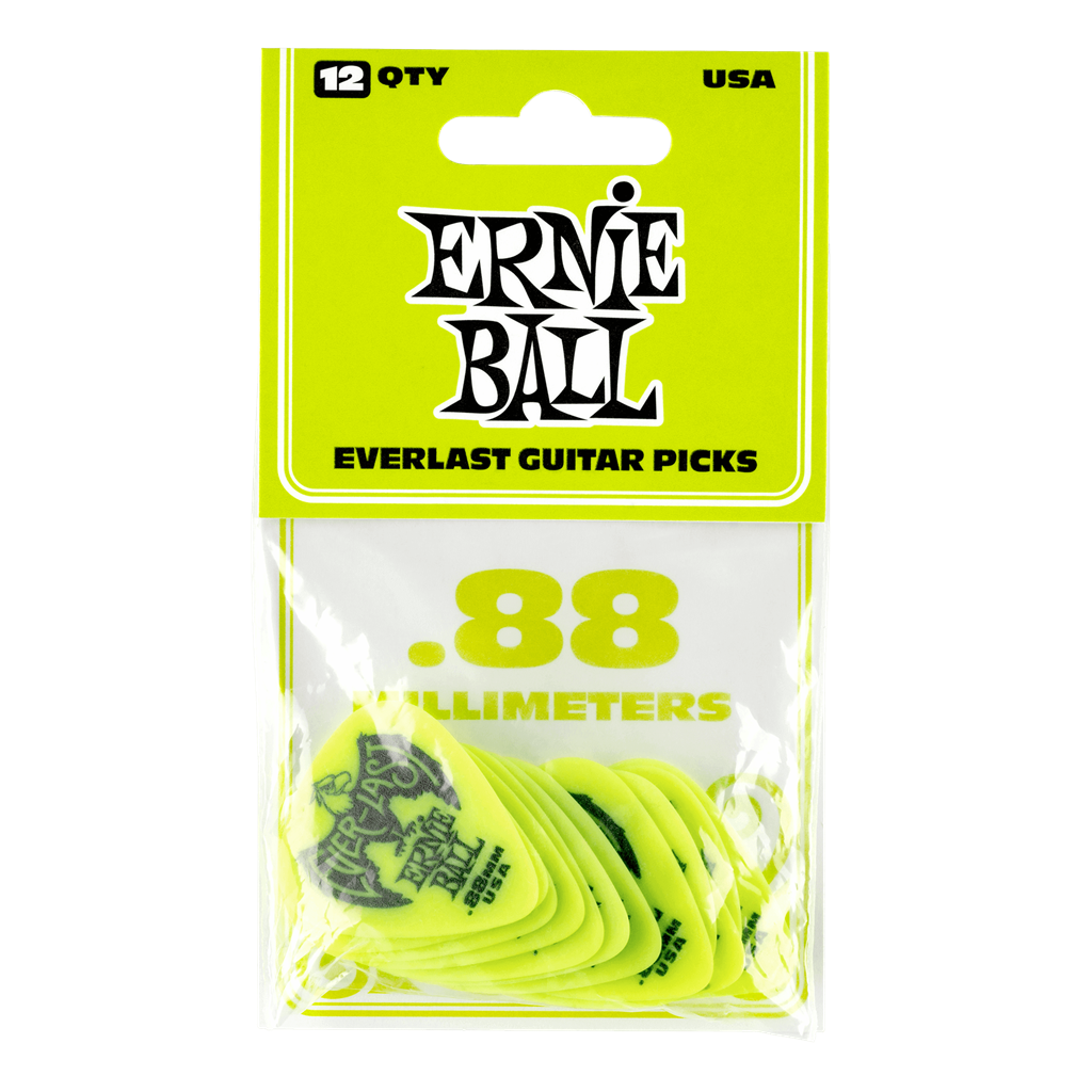 Ernie Ball Everlast Guitar Picks 12 Pack Green .88mm