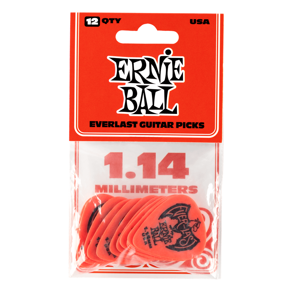 Ernie Ball Everlast Guitar Picks 12 Pack Red 1.14mm