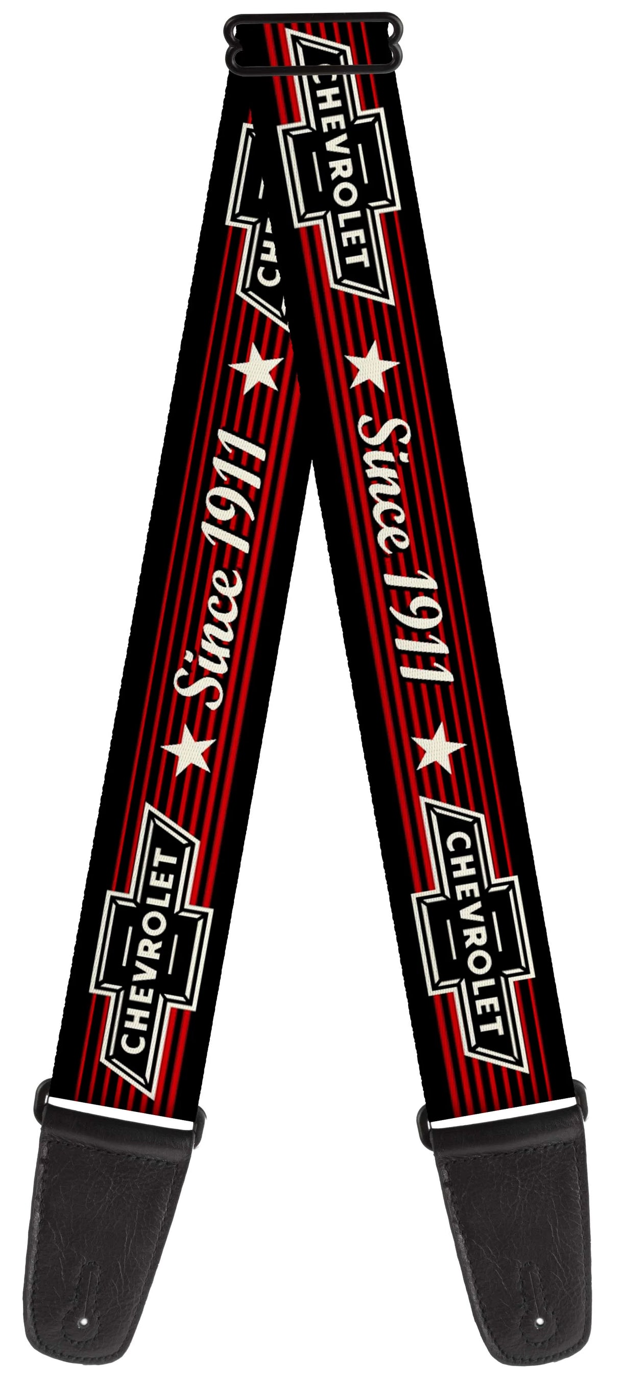 Buckle-Down Guitar Strap Chevrolet Bowtie SINCE 1911 Stars Stripe Black Red Ivory